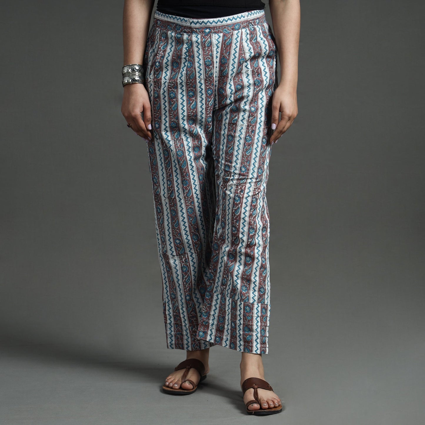 Buy Sanganeri Block Printed Cotton Elasticated Palazzo Online at iTokri.com