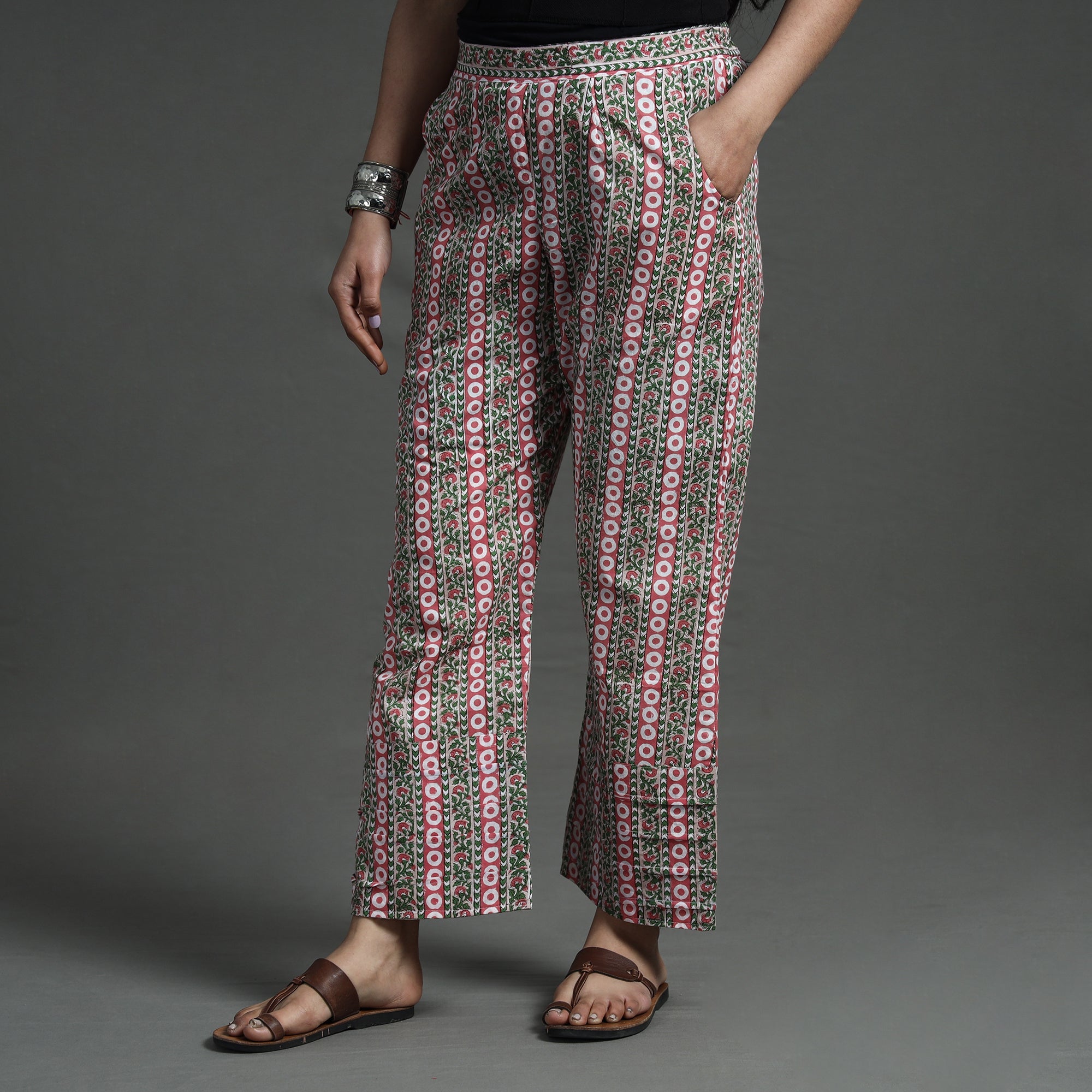 Multicolor - Sanganeri Block Printed Elasticated Palazzo