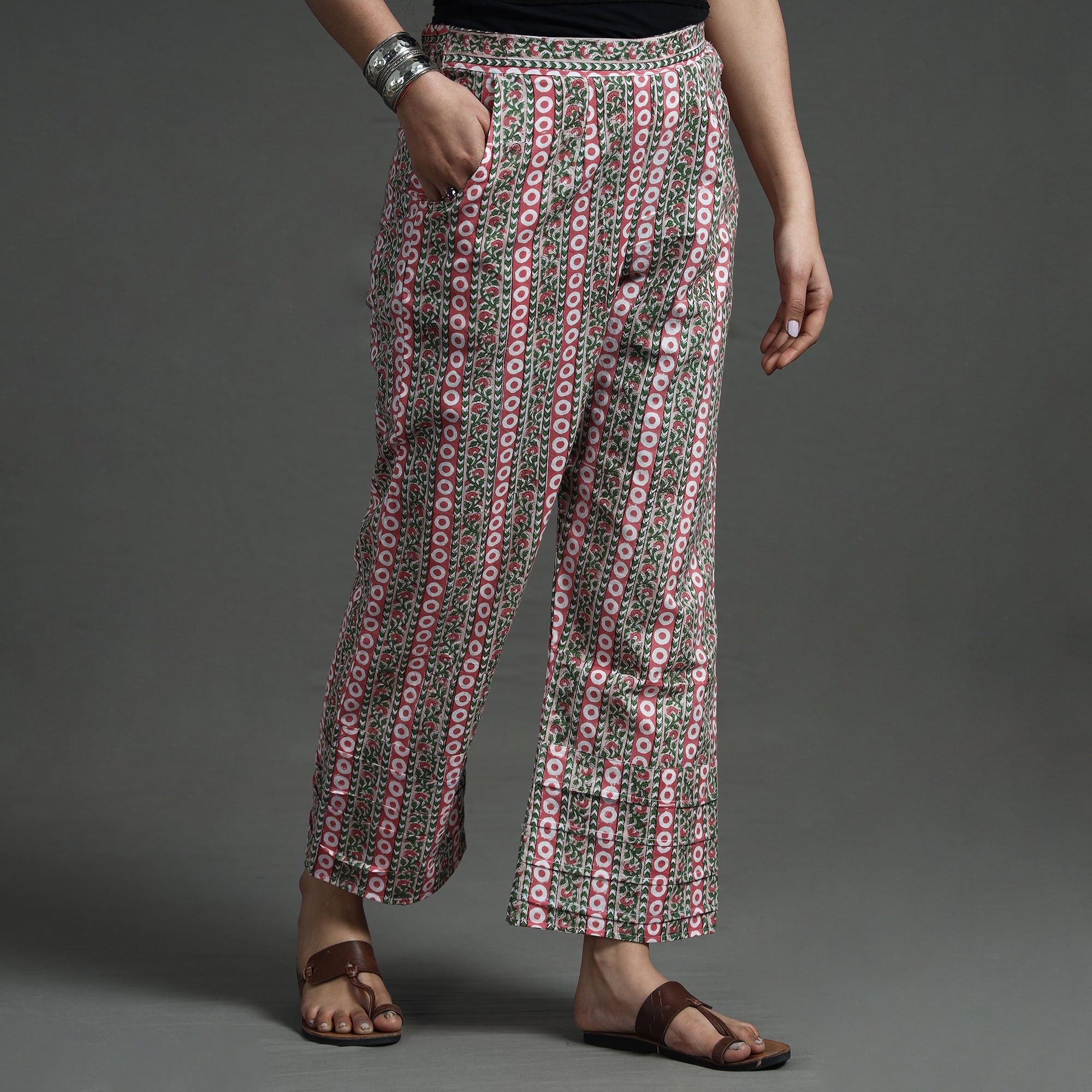 Multicolor - Sanganeri Block Printed Elasticated Palazzo