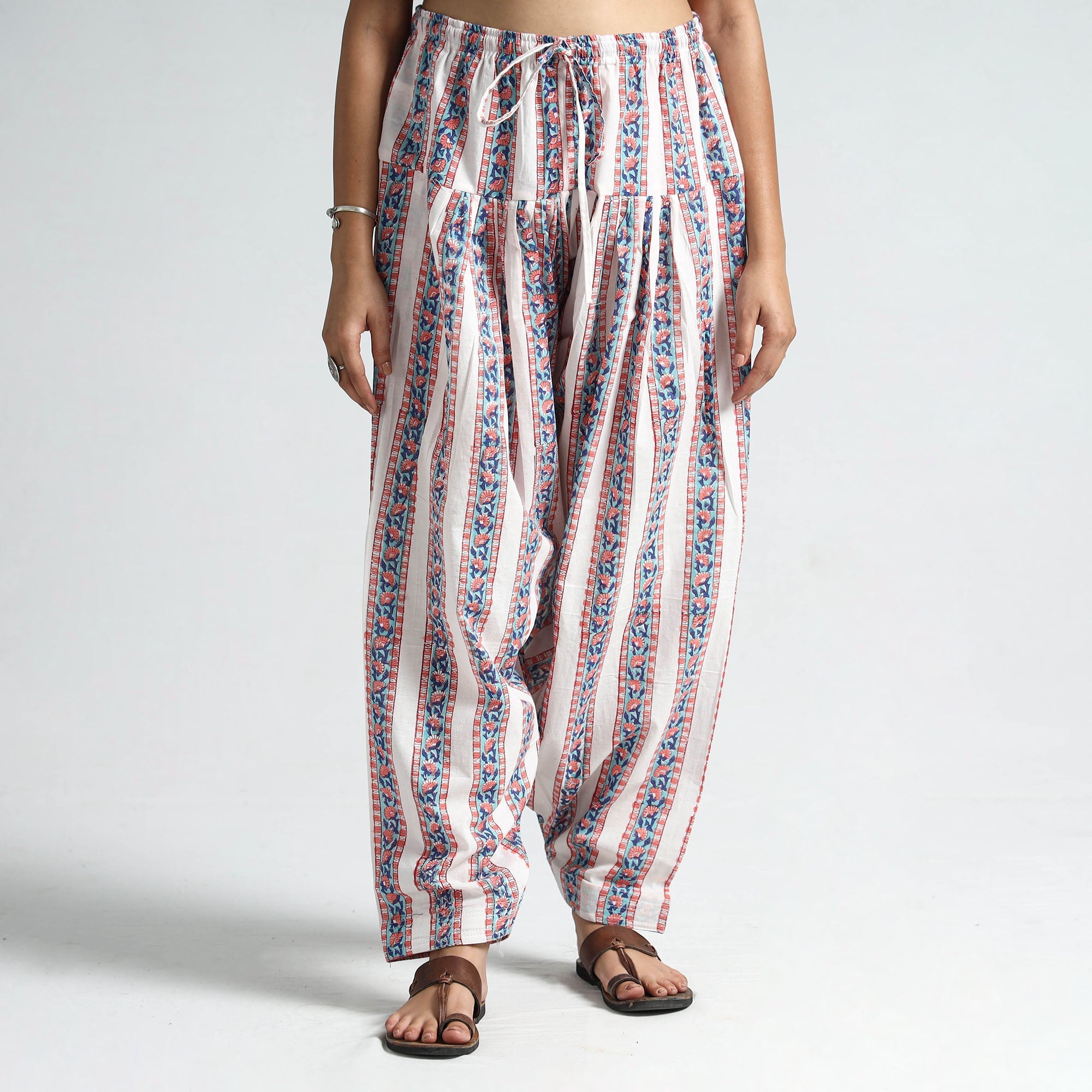 Multicolor - sanganeri block printed cotton elasticated