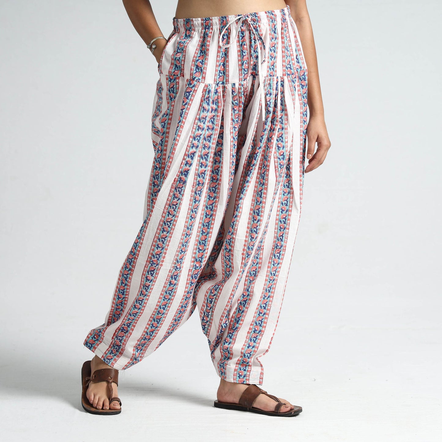 Multicolor - sanganeri block printed cotton elasticated