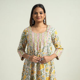 Sanganeri printed cotton kurta with sharara set
