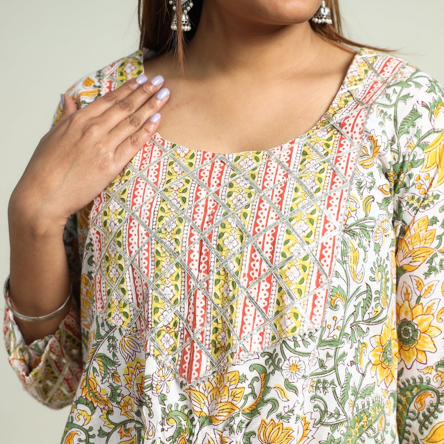 Sanganeri printed cotton kurta with sharara set