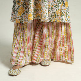 Sanganeri printed cotton kurta with sharara set