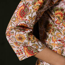 Buy Sanganeri Block Printed Cotton Long Kurta Online at iTokri.com