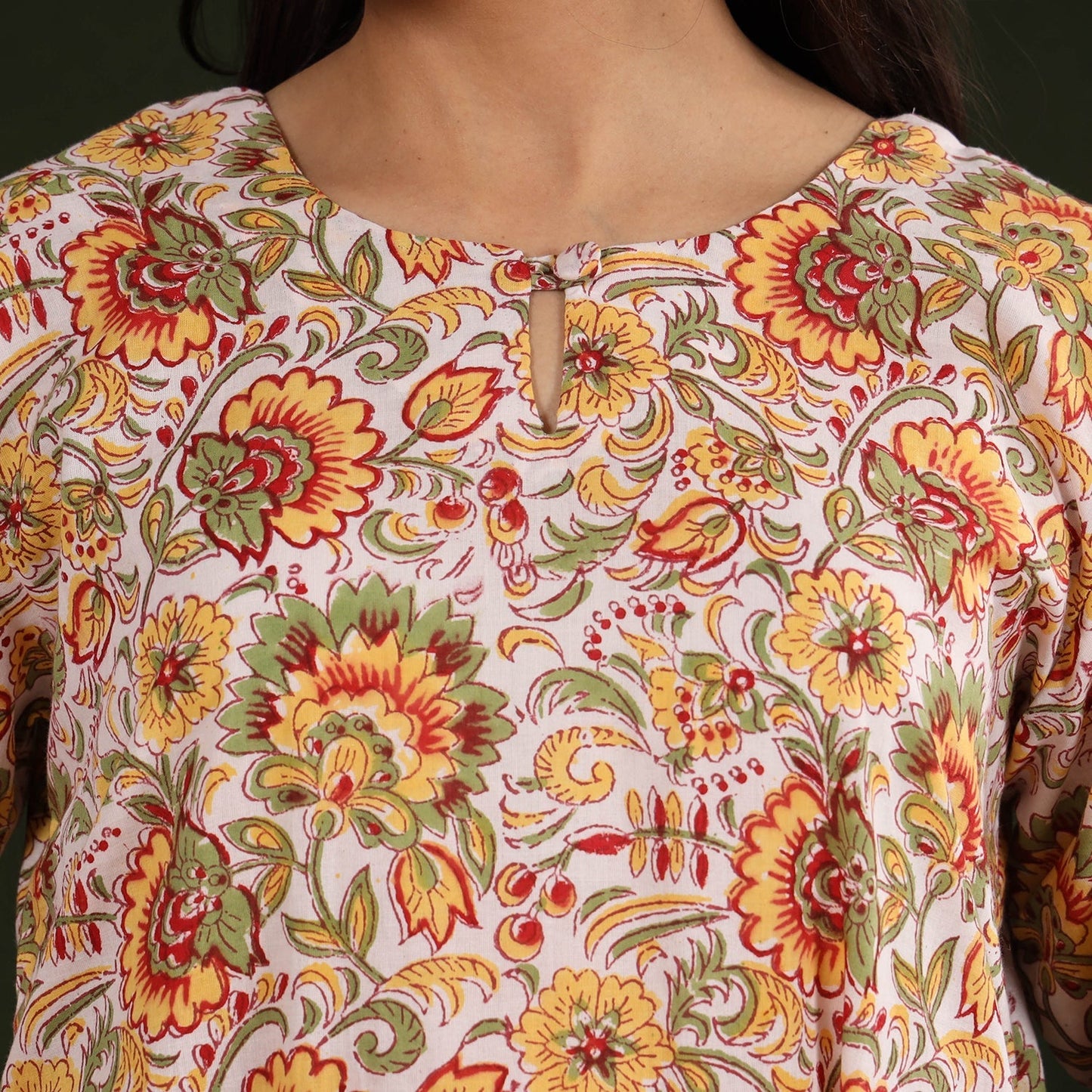 Buy Sanganeri Block Printed Cotton Long Kurta Online at iTokri.com