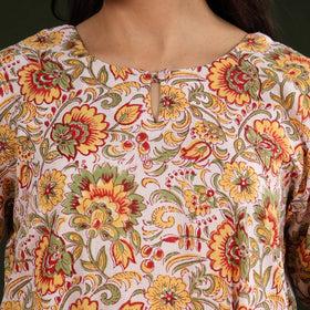 Buy Sanganeri Block Printed Cotton Long Kurta Online at iTokri.com