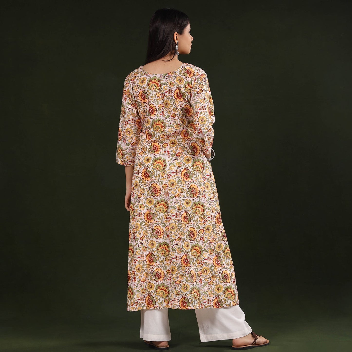 Buy Sanganeri Block Printed Cotton Long Kurta Online at iTokri.com