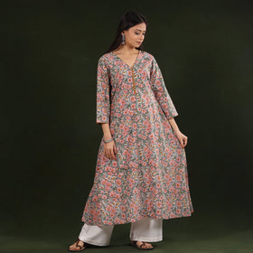 Buy Sanganeri Block Printed Cotton Long Kurta for Women