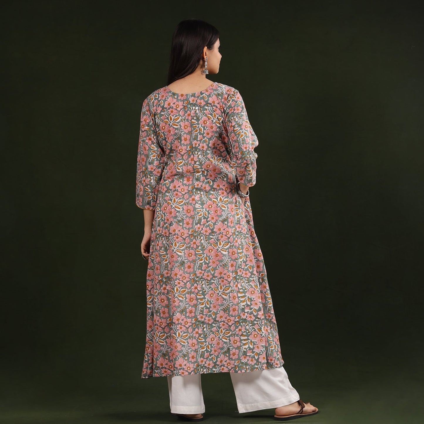 Buy Sanganeri Block Printed Cotton Long Kurta for Women