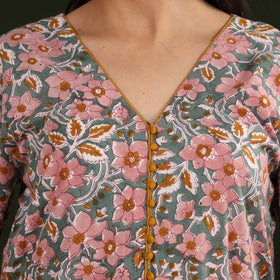 Buy Sanganeri Block Printed Cotton Long Kurta for Women