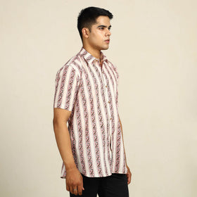  Sanganeri Block Printed Cotton Men Half Sleeve Shirt 14 