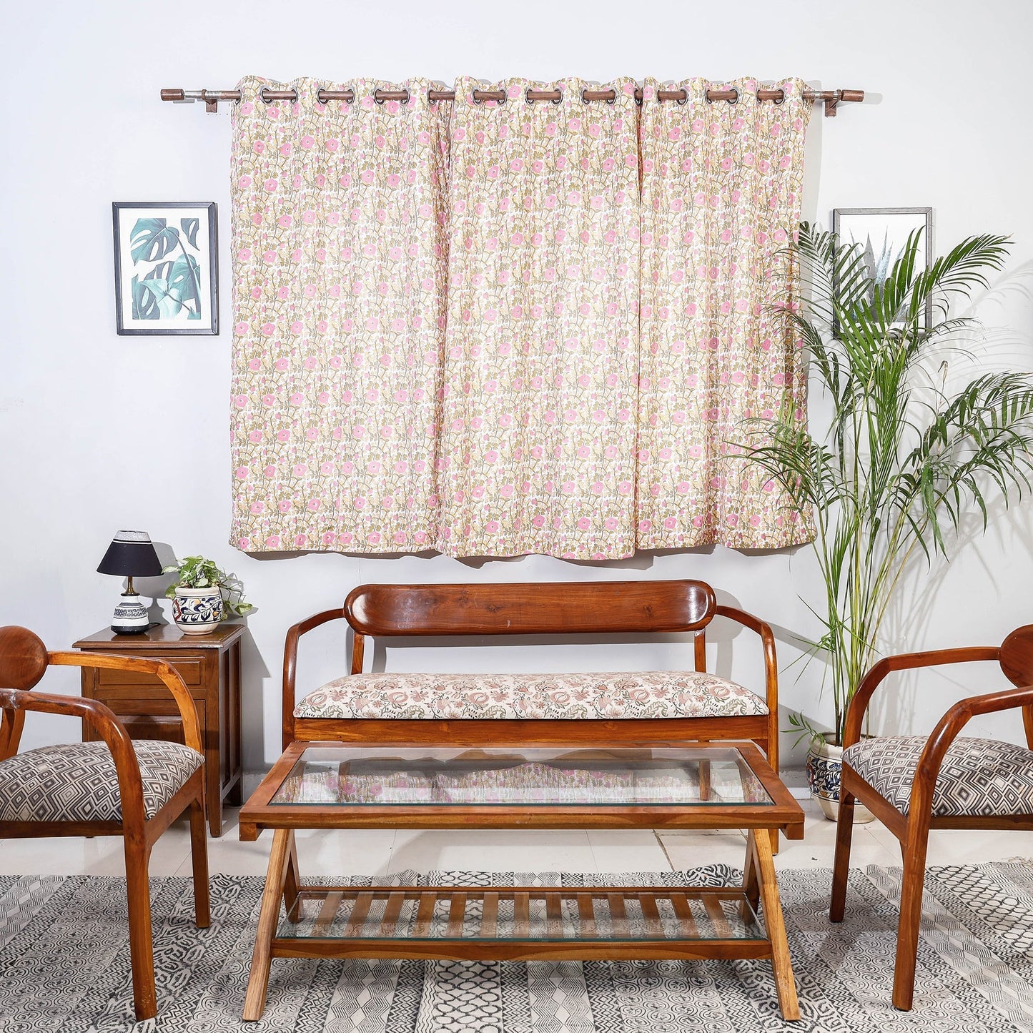 Sanganeri printed cotton window curtain (5 x 3 feet)