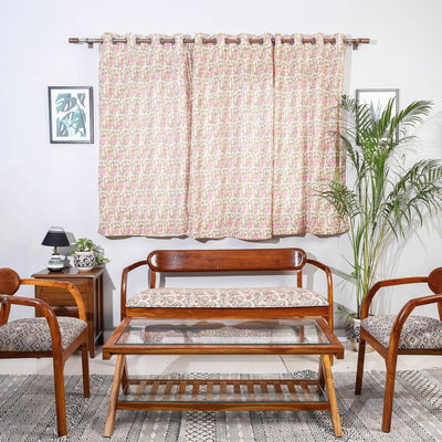 Sanganeri printed cotton window curtain (5 x 3 feet)