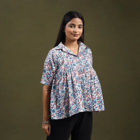  Multicolor Sanganeri Block Print Cotton Crop Top