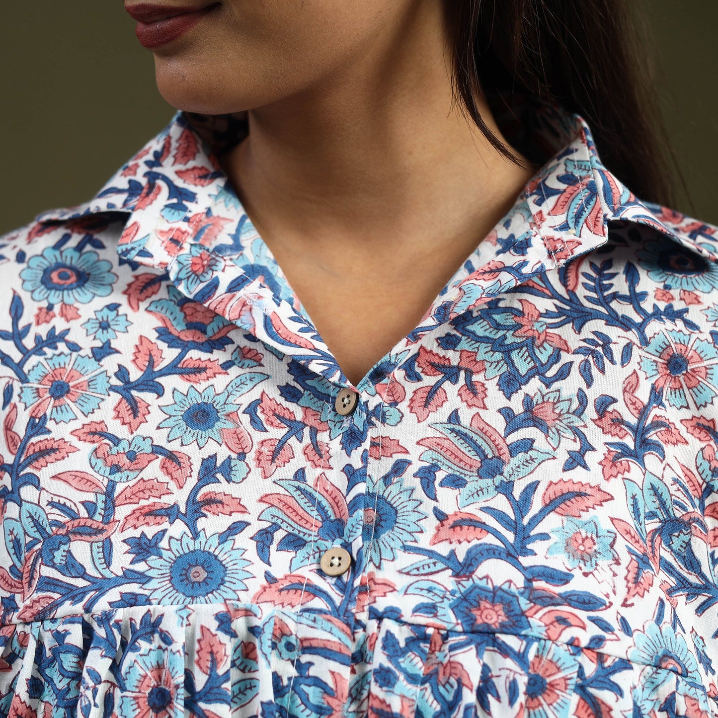  Multicolor Sanganeri Block Print Cotton Crop Top