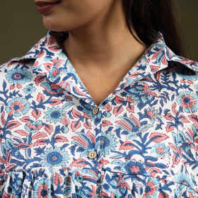  Multicolor Sanganeri Block Print Cotton Crop Top