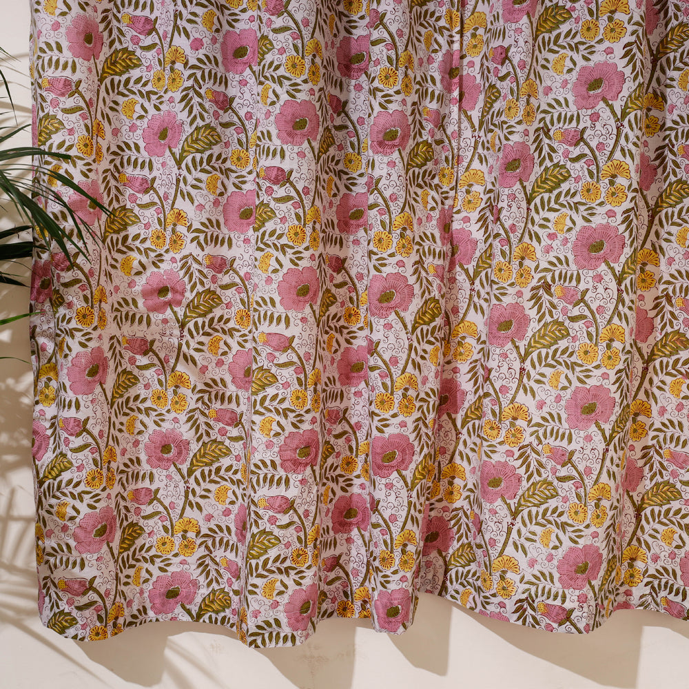  Multicolor Sanganeri Block Print Pure Cotton Door Curtain
