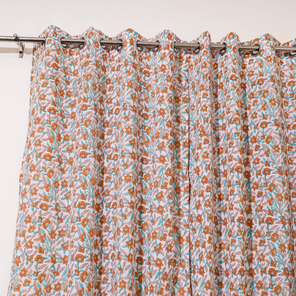 Multicolor - sanganeri cotton door curtain (7 x 3.2 feet)