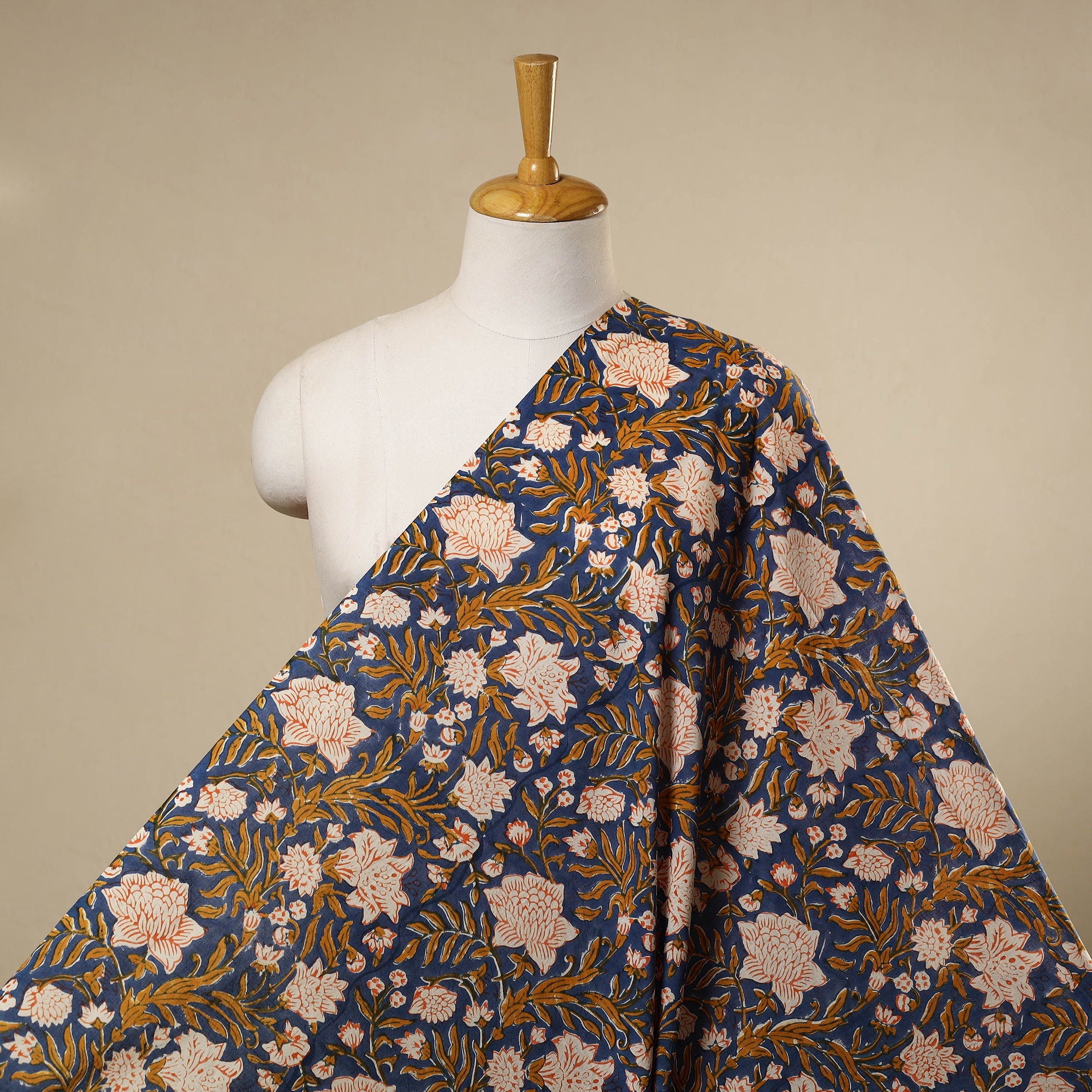 Multicolor Sanganeri Block Print Cotton Fabric