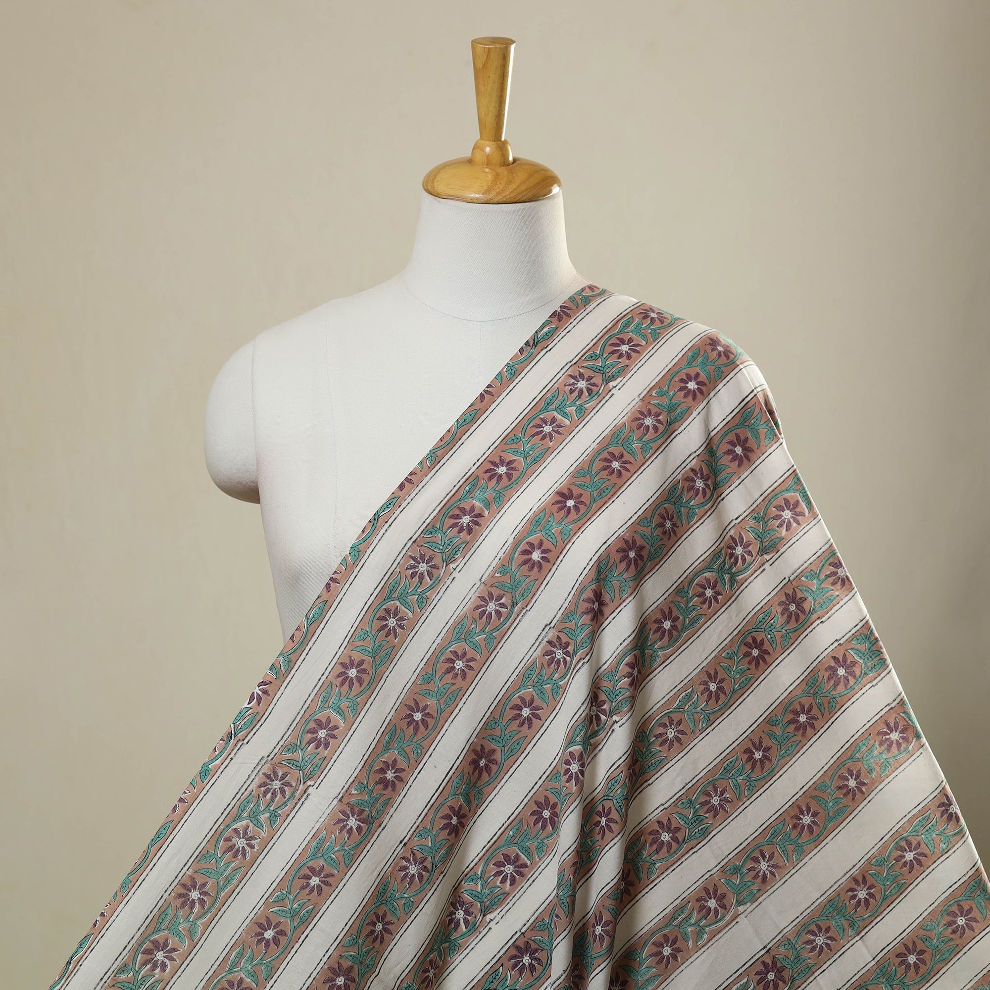  Multicolor Sanganeri Block Print Cotton Fabric