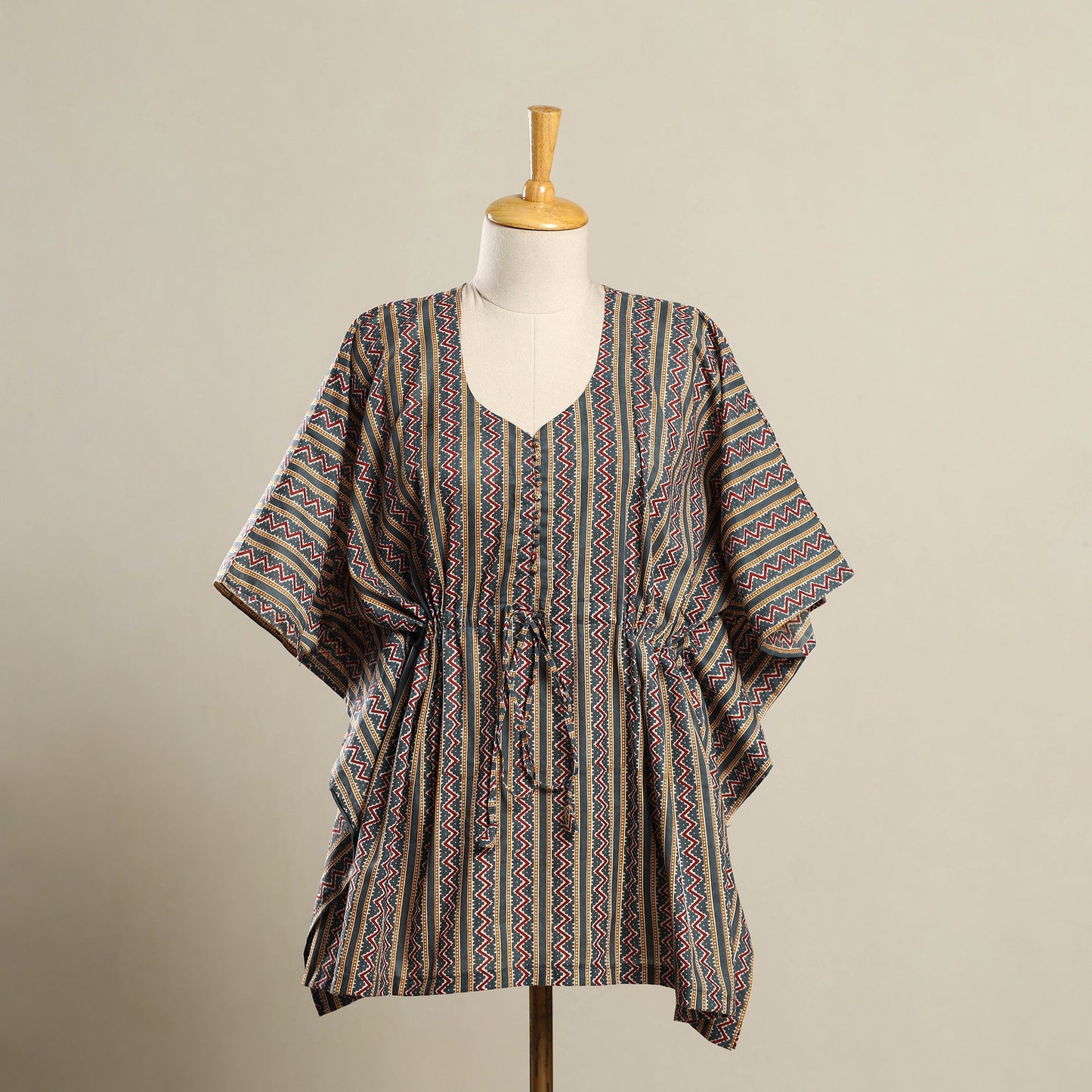 Multicolor - sanganeri cotton kaftan (short) 13