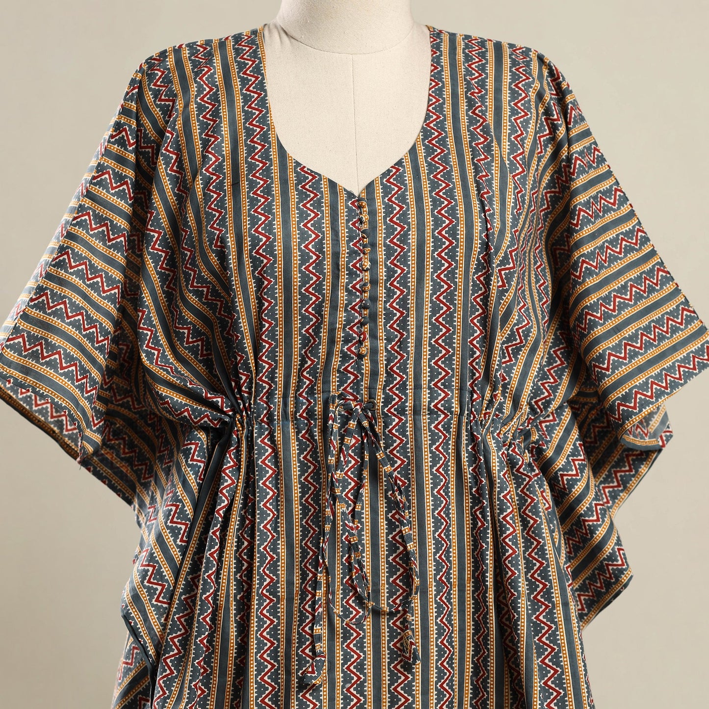 Multicolor - sanganeri cotton kaftan (short) 13