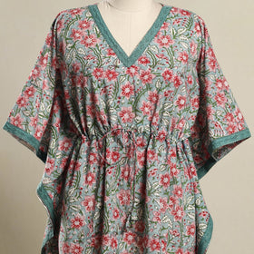 Buy Multicolor Block Print Sanganeri Cotton Kaftan (Short)