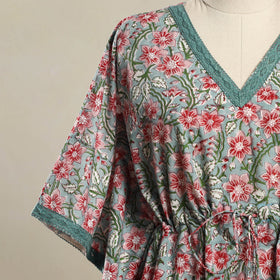 Buy Multicolor Block Print Sanganeri Cotton Kaftan (Short)
