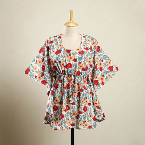 Buy Multicolor Sanganeri Block Print Cotton Kaftan