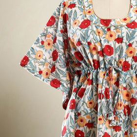 Buy Multicolor Sanganeri Block Print Cotton Kaftan