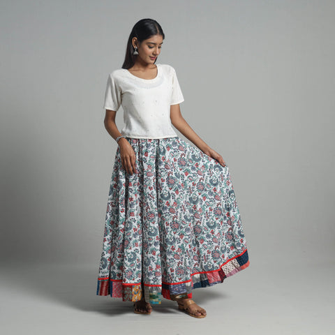Shop Block Print Sanganeri Floral Skirt for Women