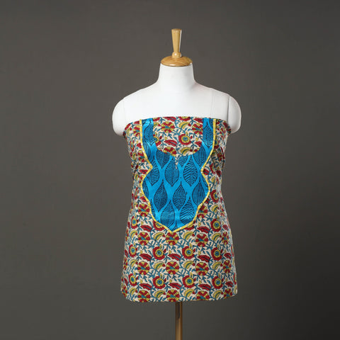 Multicolor Sanganeri Print Cotton Patchwork Kurta Material (3m)