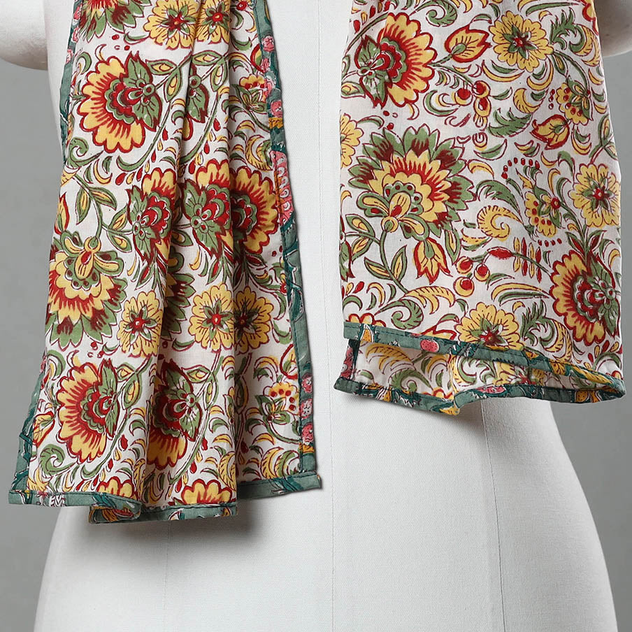  Multicolor Sanganeri Block Print Cotton Stole 
