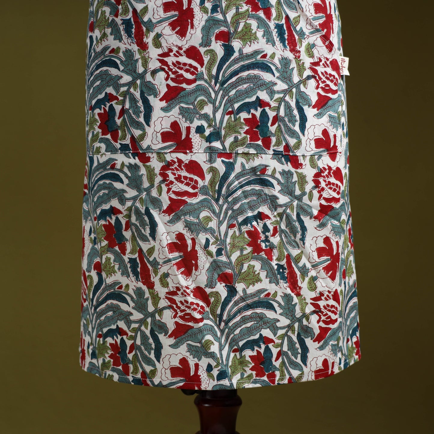 Multicolor - sanganeri hand block print apron with pocket