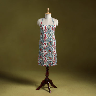 Multicolor - sanganeri hand block print apron with pocket