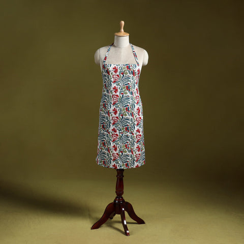 Multicolor - sanganeri hand block print apron with pocket