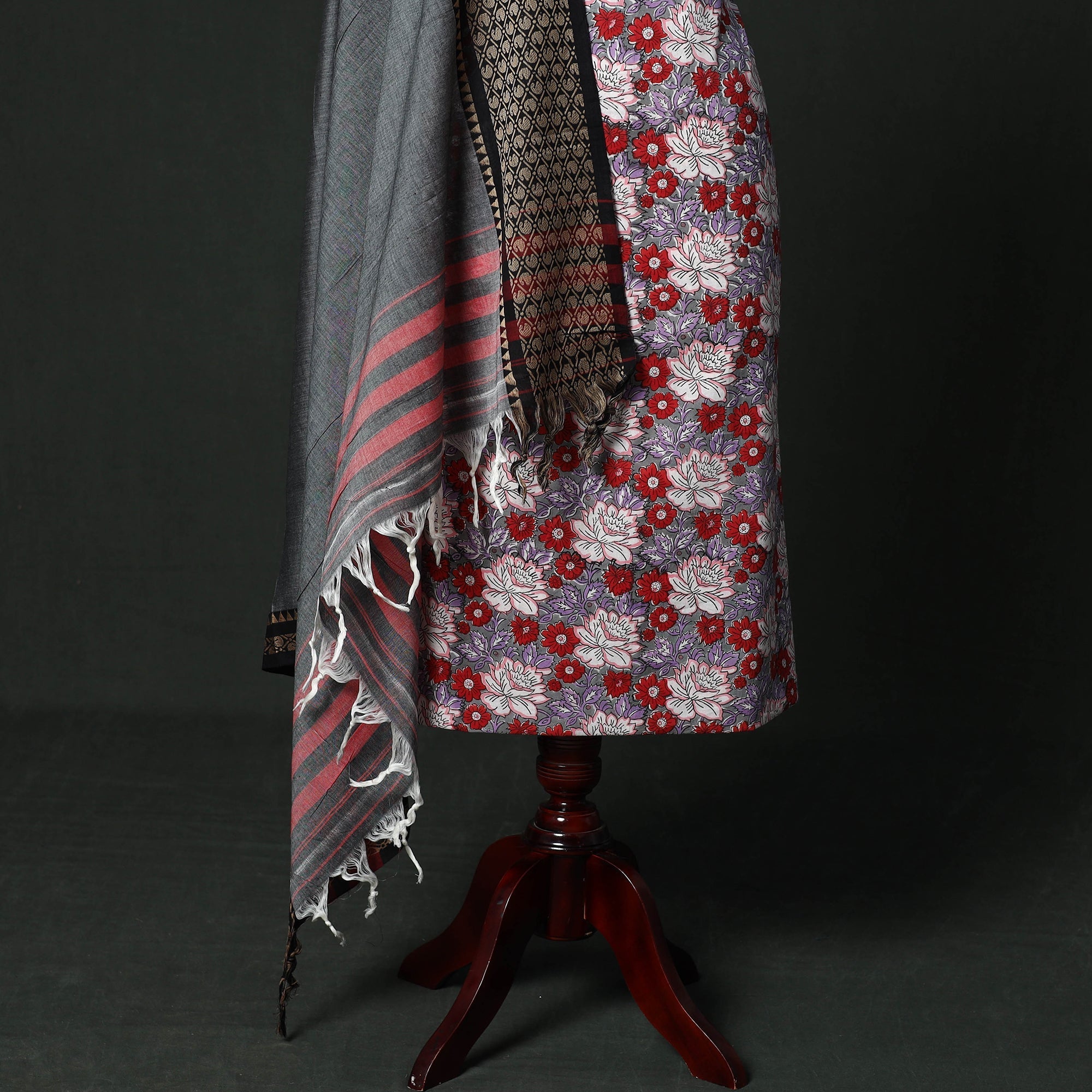 Sanganeri hand block print cotton 2pc unstitched dress