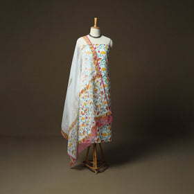 Sanganeri hand block print cotton 3pc unstitched dress