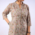  Sanganeri Hand Block Printed Cotton Long Kurta 