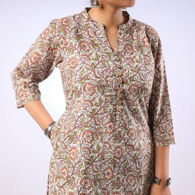  Sanganeri Hand Block Printed Cotton Long Kurta 