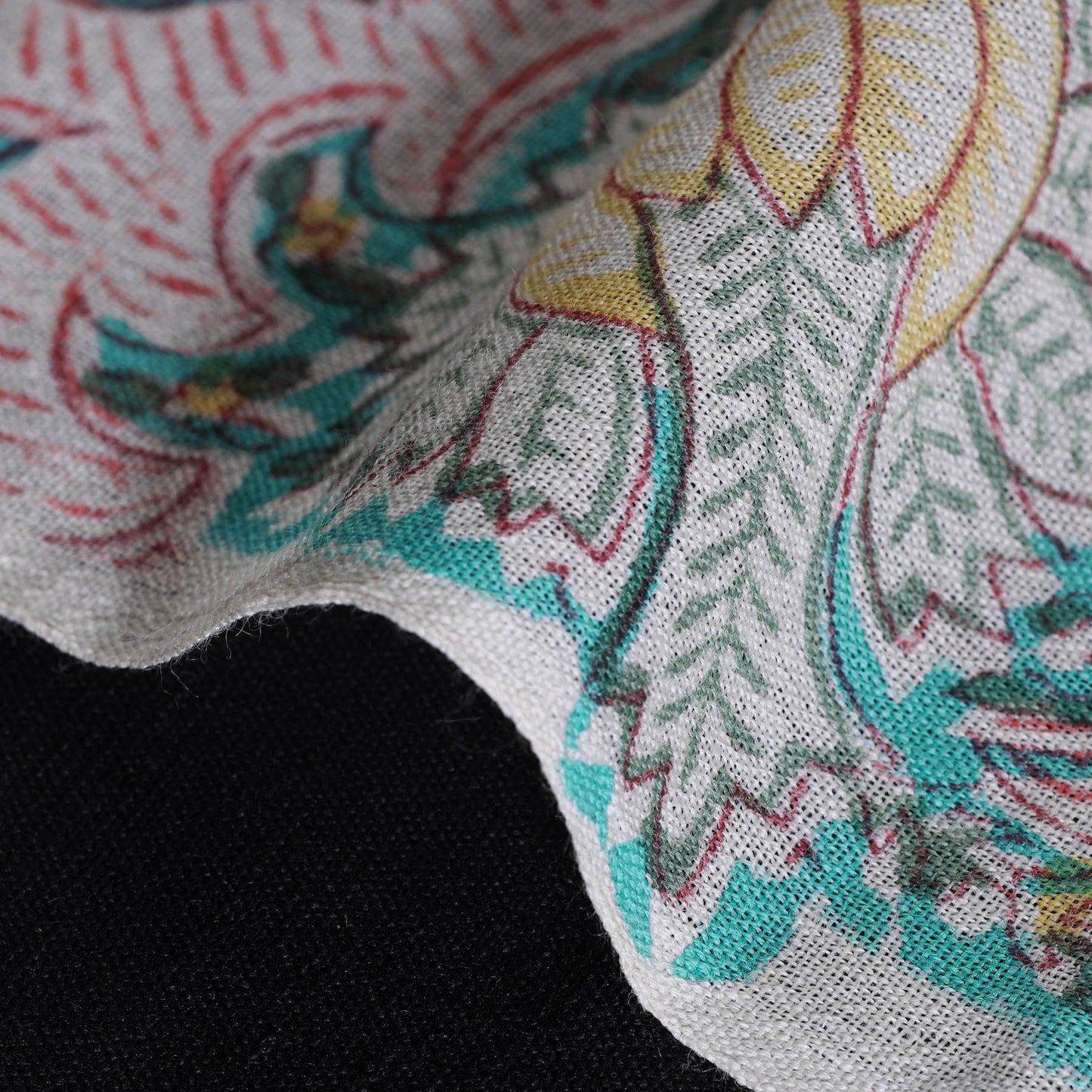 Multicolor Sanganeri Block Print Handloom Pure Wool Fabric 