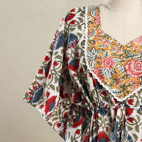 Multicolor - sanganeri mosaic fusion cotton kaftan (short)