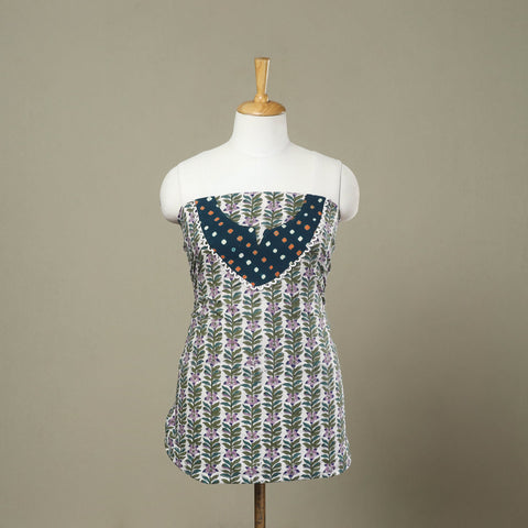 Buy Multicolor Sanganeri Print Patchwork Cotton Kurta Material