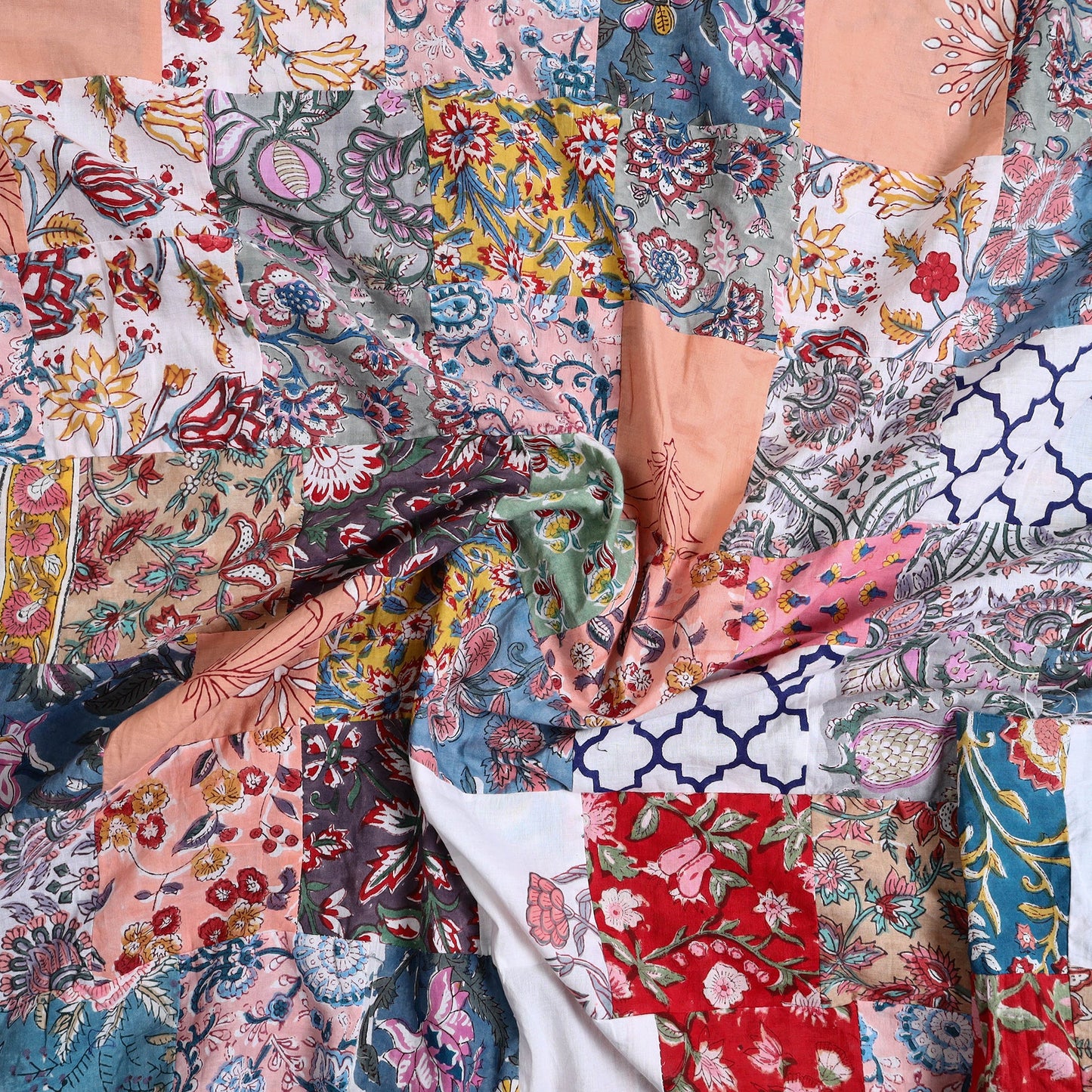 Multicolor - sanganeri patchwork unstitched kurta material