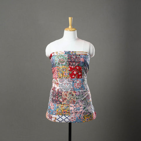 Multicolor - sanganeri patchwork unstitched kurta material