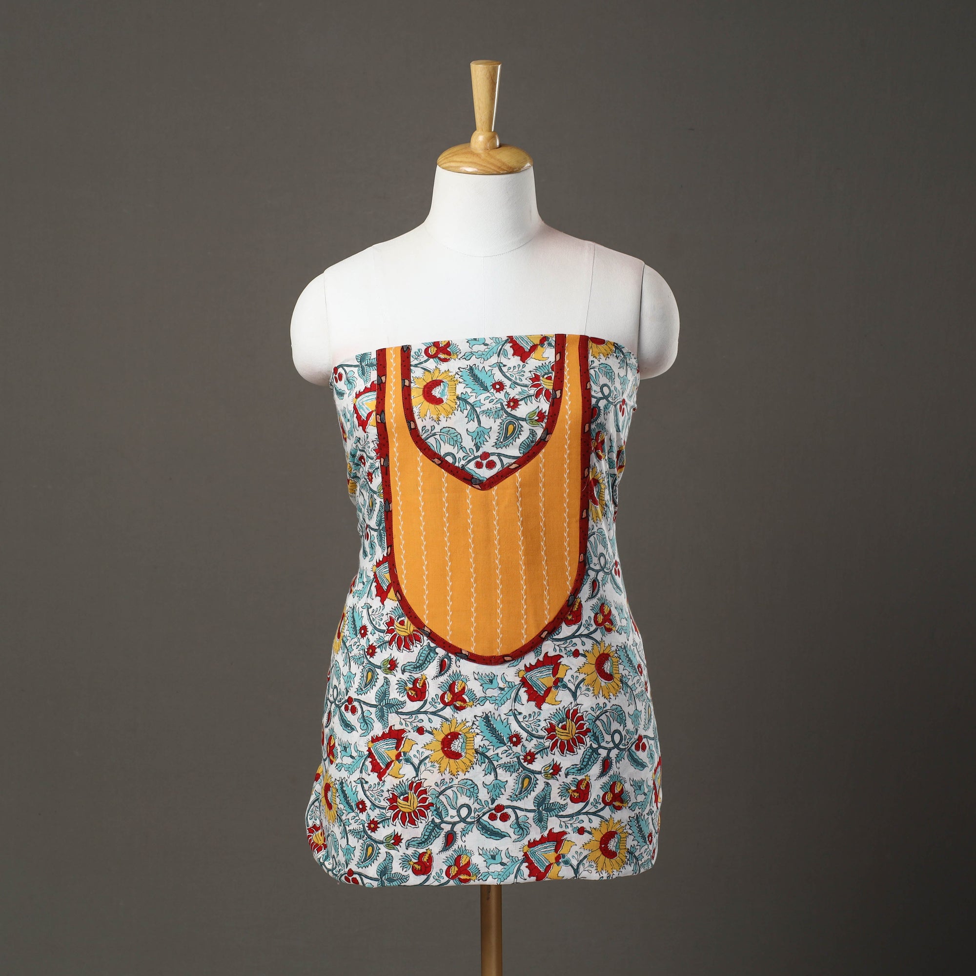 Multicolor - sanganeri patchwork unstitched kurta material
