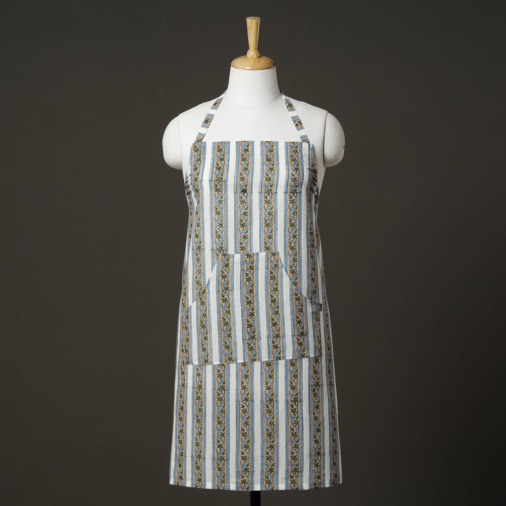 Multicolor Sanganeri Block Printed Cotton Apron with Pocket 