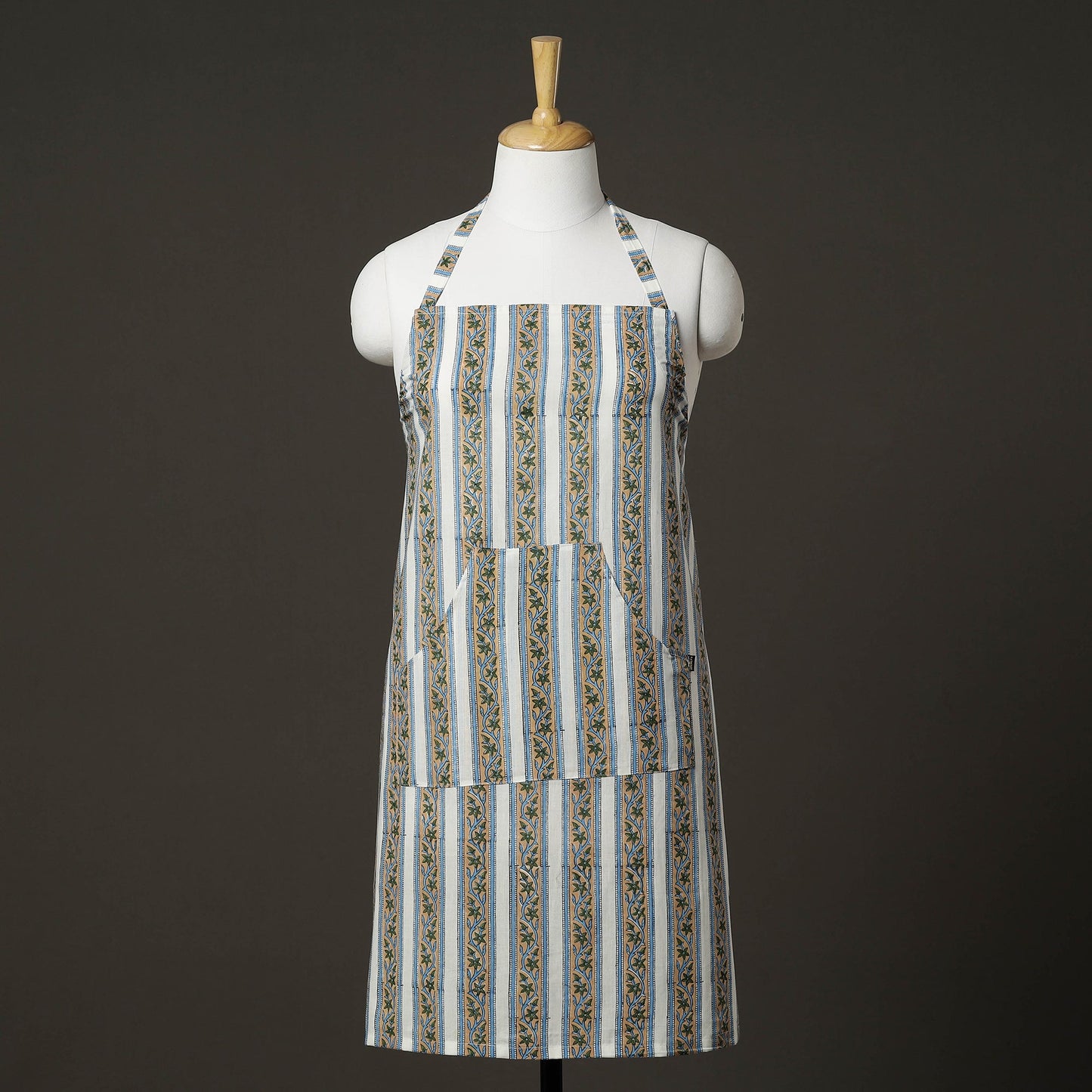 Multicolor Sanganeri Block Printed Cotton Apron with Pocket 