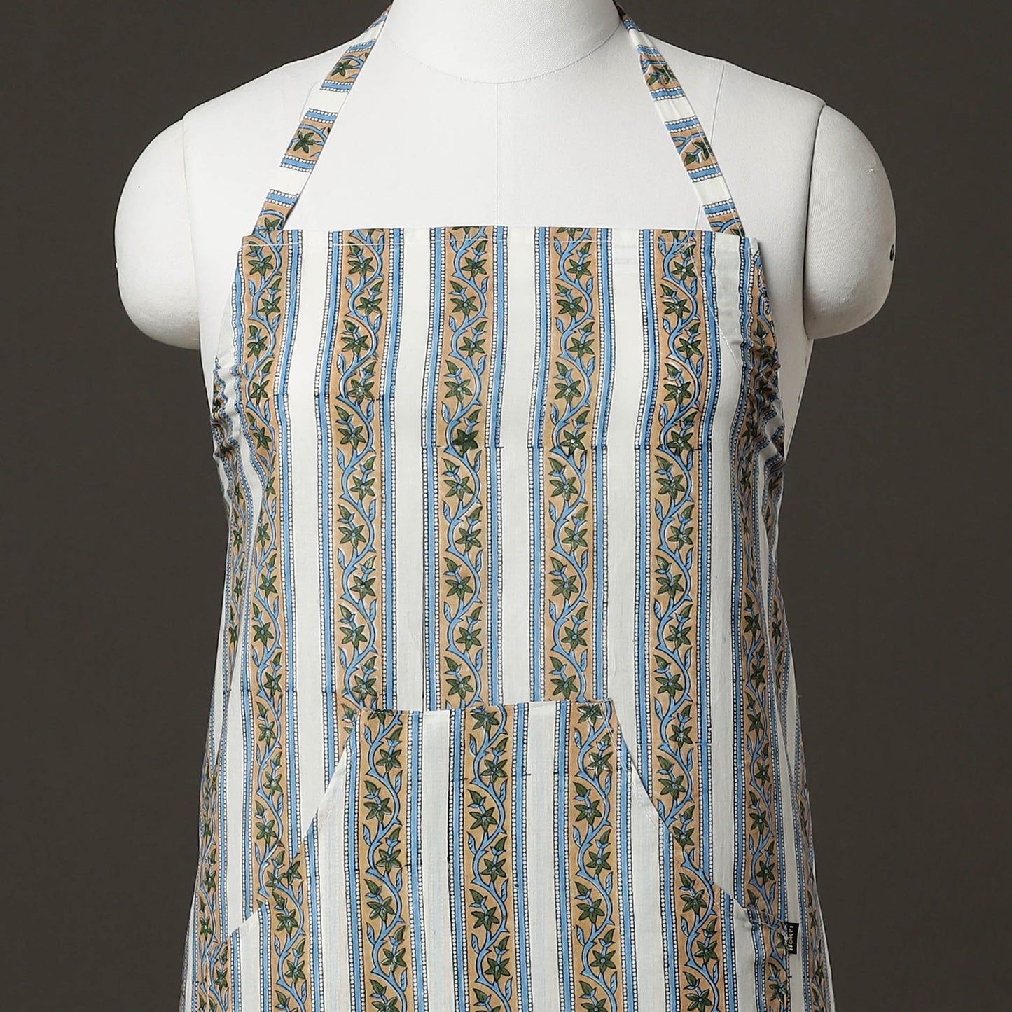 Multicolor Sanganeri Block Printed Cotton Apron with Pocket 